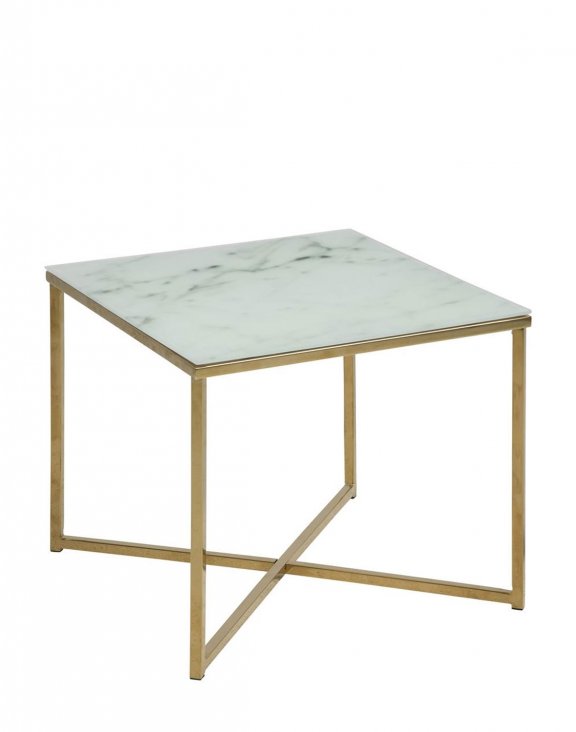 Kwadratowy stolik kawowy Alisma white / golden