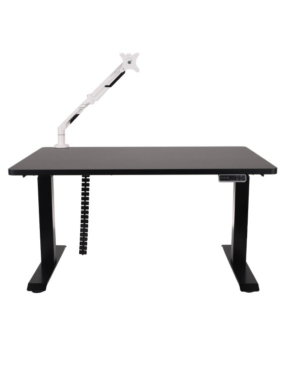 Zestaw: Biurko Alto 101 Black + uchwyt na monitor + osłona kabli