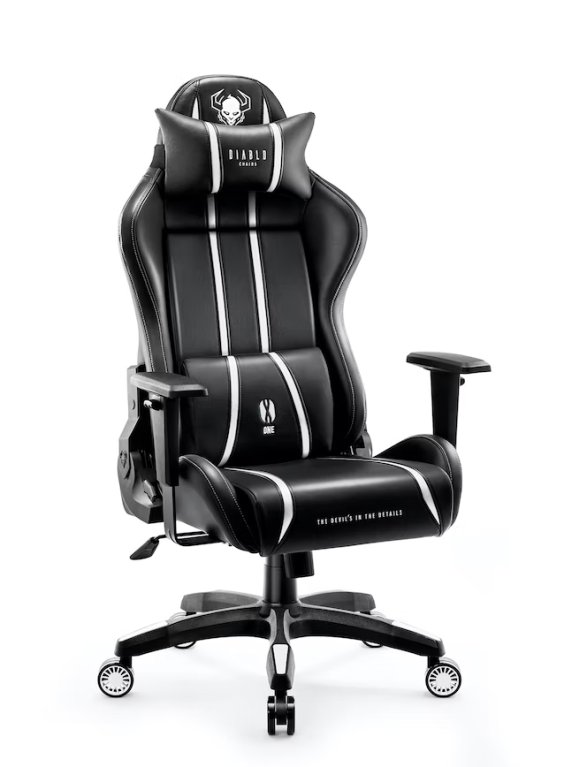 Fotel Diablo X-One 2.0 King: Czarno-biały