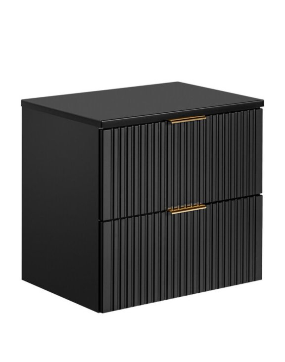 Szafka pod umywalkę z blatem 60 cm Adel ryflowana czarna (SET -ADB B 60 CM)