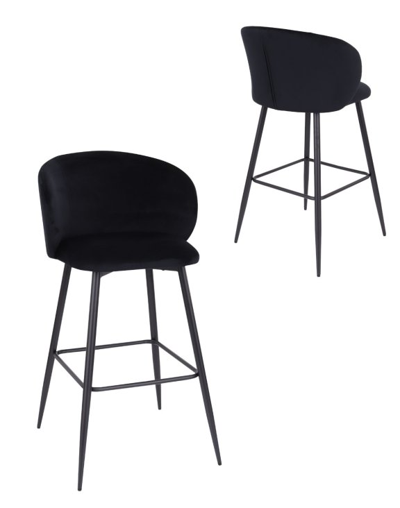 Hoker do kuchni Ganta black, czarny welwet, glamour