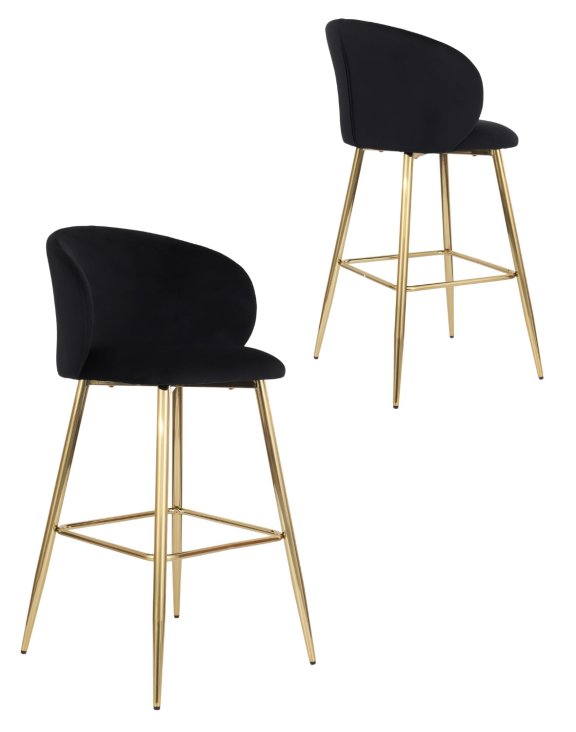 Hoker do kuchni Ganta Gold, czarny welwet, glamour