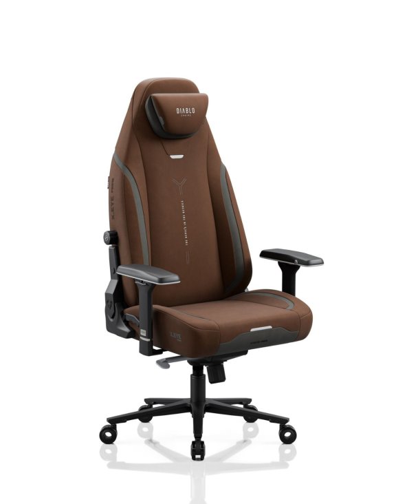 Brązowy fotel gamingowy z magnetycznym zagłówkiem Diablo X-Eye Prime Cinnamon Brown