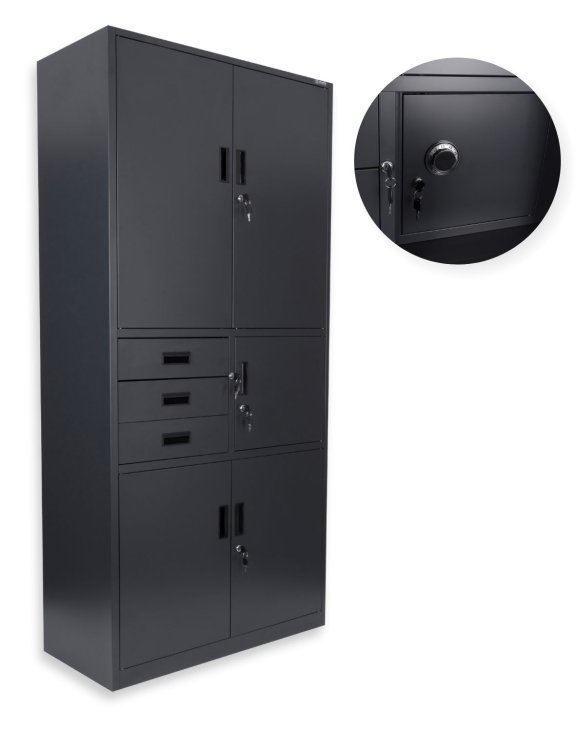 Szafa metalowa z sejfem Brooklyn: antracytowa (3381) - OUTLET