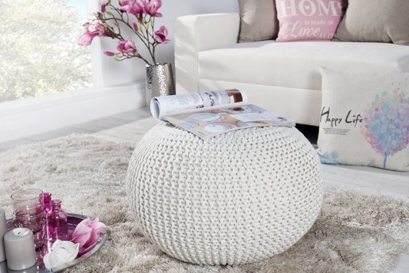 Pufa Leeds 50 cm biała