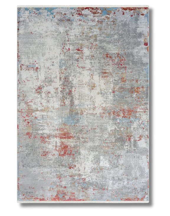 Szaro-czerwony dywan z frędzlami Imperial Red Stone 6619 - 120x180