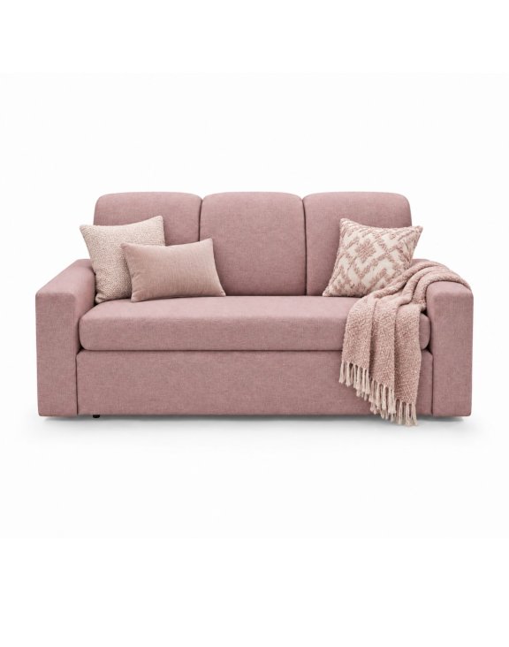 Klasyczna sofa amerykanka 3-osobowa z funkcją spania Ewelina - jasny róż - wysłka express 24 - 48 h