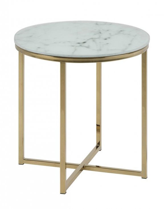 Stolik kawowy Alisma white/golden 50x42
