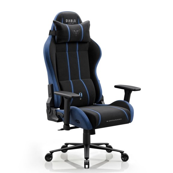 Fotel gamingowy materiałowy King Size czarno-niebieski: Diablo X-One Night Blue