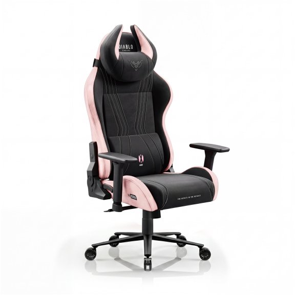 Fotel gamingowy materiałowy czarno-różowy Diablo X-Horn Akira Pink