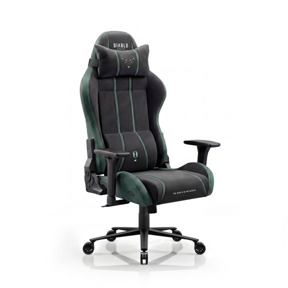 Fotel gamingowy materiałowy Normal Size, czarno-zielony: Diablo X-One 2.0 Forest Green