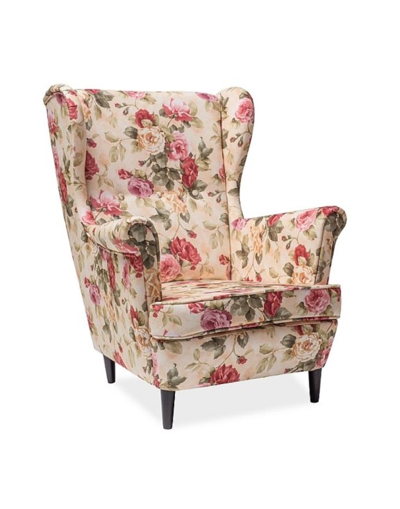 Fotel Lord Coral kwiaty - krem WM82
