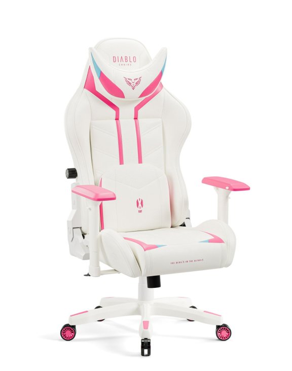 Fotel gamingowy Diablo X-Ray Normal Size: różowo-biały