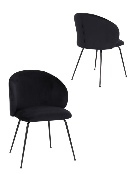 Krzesło do jadalni Ganta Black, czarny welwet