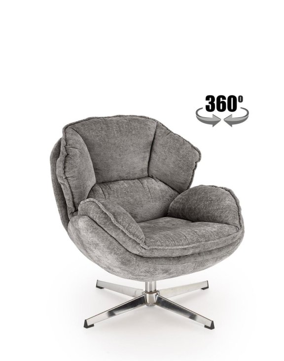 Fotel obrotowy Guido szary, 360°, chrom