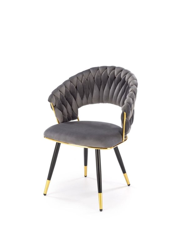 Krzesło K551 popielate, tapicerowane velvet, nowoczesny design