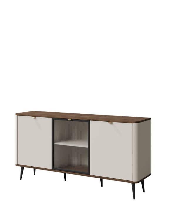 Komoda z witryną 160 cm Marly kaszmir/orzech