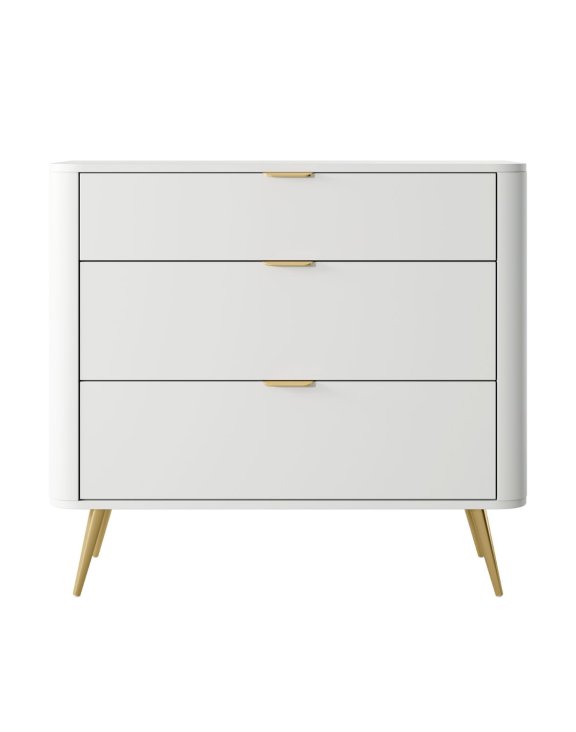 Komoda biała z szufladami Oval (3SZ) 93 cm