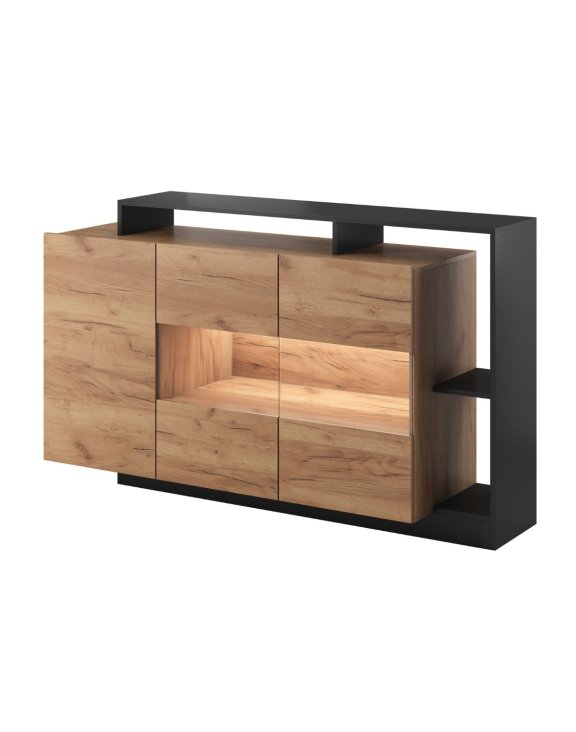 Komoda do salonu Alva grafit + dąb craft 155 cm