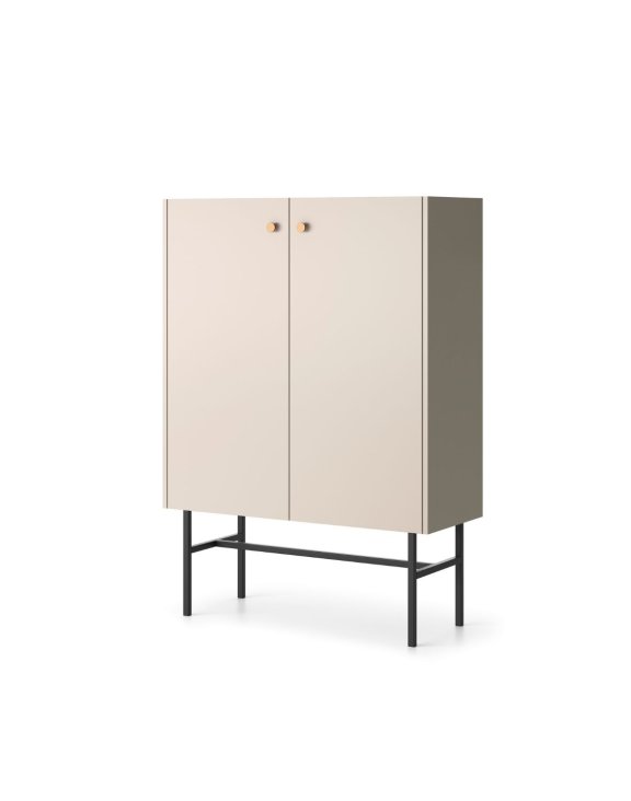 Komoda kaszmirowa Diva z drzwiami i półkami na metalowym stelażu (2D) 93 cm
