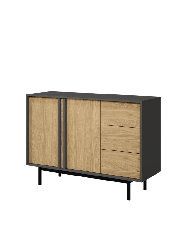 Komoda z szufladami 120 cm na nóżkach (Reg7 Alsy antracyt/dąb olejowany)