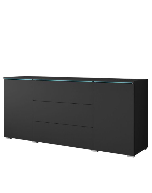 Komoda z szufladami i szafkami Vera 150 cm czarny grafit