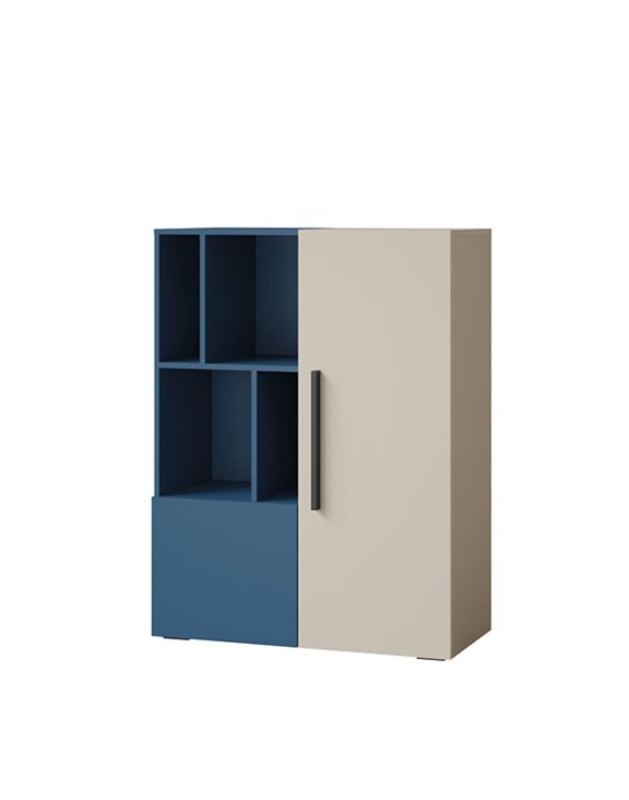 Komoda z szafką i otwartym regałem 90/117 cm (Lorin 6 kaszmir/błękit)