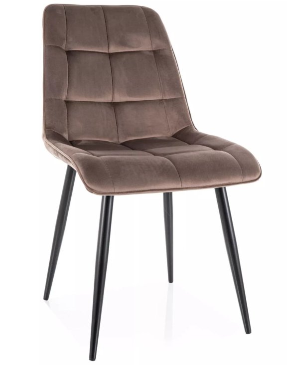 Krzesło Chic Velvet Cappuccino Czarne Nogi