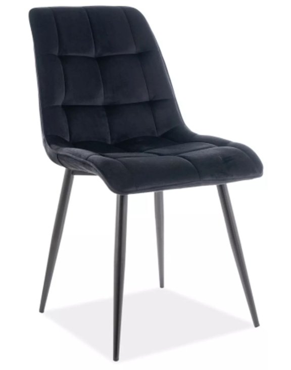 Krzesło Chic Velvet Czarne Czarne Nogi