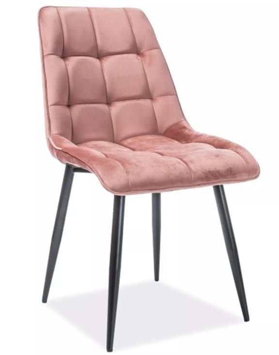 Krzesło Chic Velvet Różowy Czarne Nogi