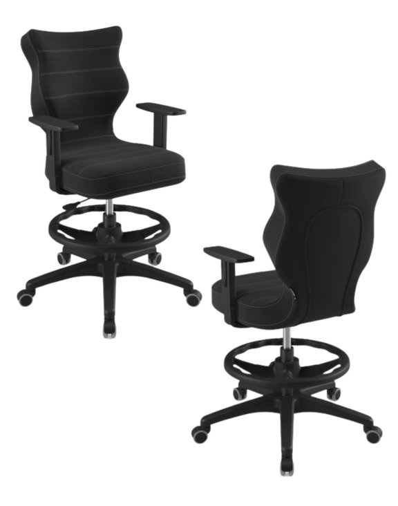 Krzesło młodzieżowe Duo z podnóżkiem, czarna podstawa, wzrost 159-188 cm, rozmiar 6 WK+P
