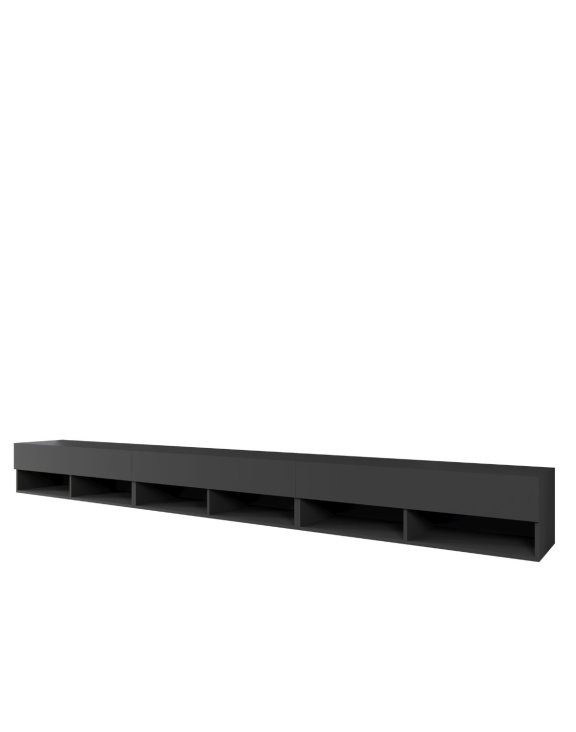 Szeroka szafka RTV 300 cm czarna Lowboard A (LOWA300Z + LED)