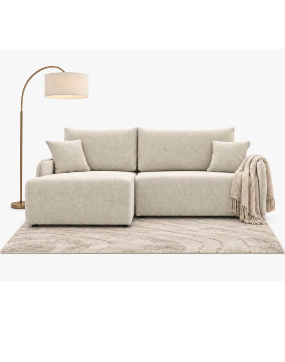Mały narożnik z funkcją spania Mirabella 198 cm lewostronny tkanina boucle - wysyłka 24 - 48h express