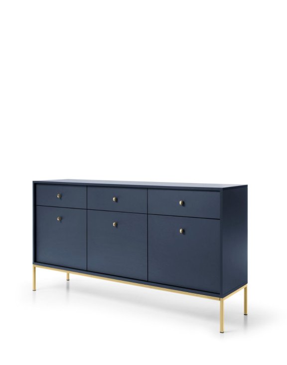 Komoda Mono granatowa z szufladami (MKSZ154), navy/gold