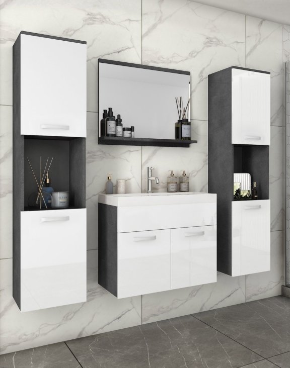 Komplet mebli do łazienki Montreal XL matera/biały połysk