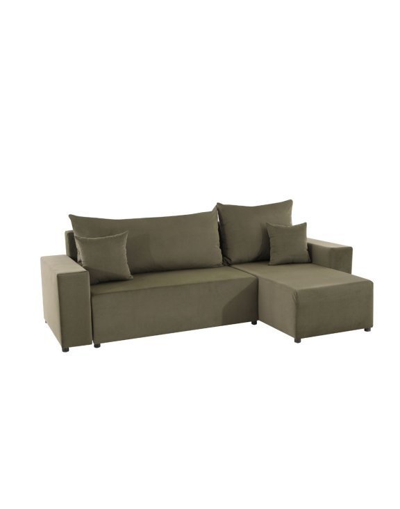 Narożnik z funkcją spania Sora L 242 cm Tkanina Runo 38 Zielona (3515) - OUTLET