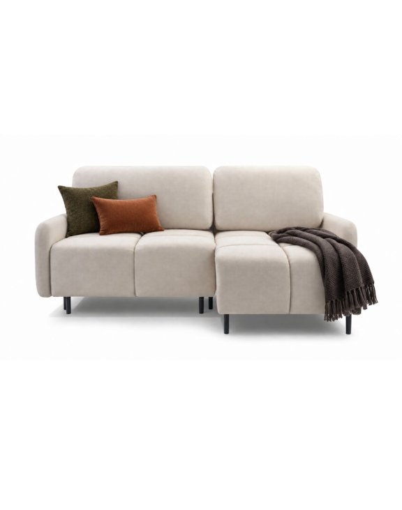 Mały narożnik 208 cm Tiko z funkcją spania prawostronny tkanina boucle - wysyłka 24 - 48h express