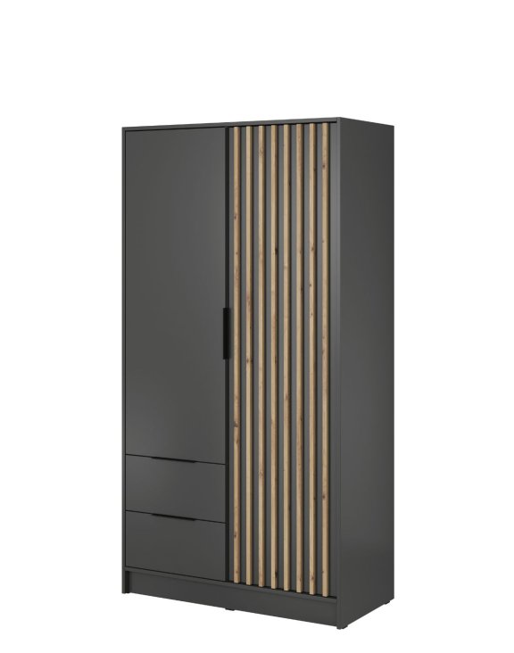 Szafa na ubrania Nelly 2D: grafit z lamelami 105 cm