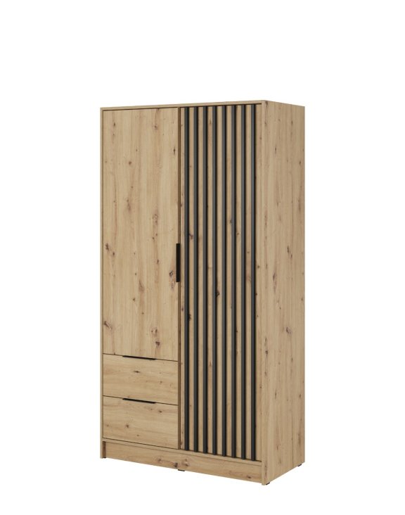 Szafa na ubrania Nelly 2D: dąb artisan z lamelami 105 cm