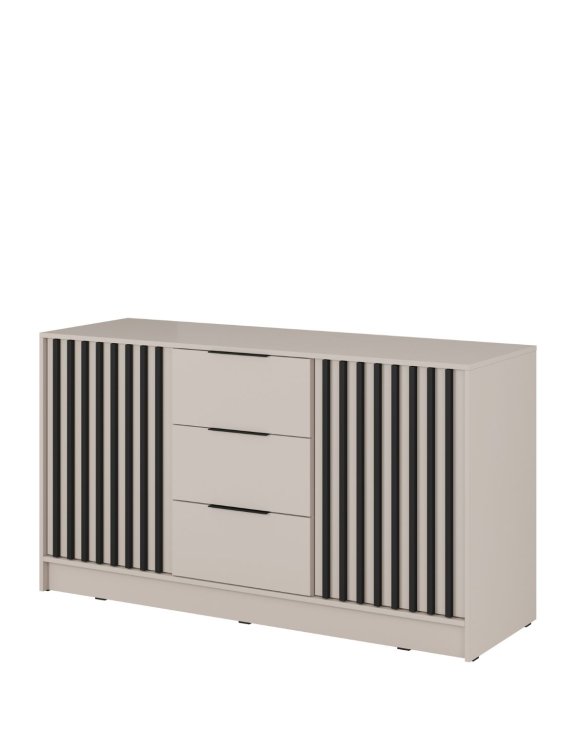 Komoda z szufladami Nelly 3D, czarne lamele, kaszmir
