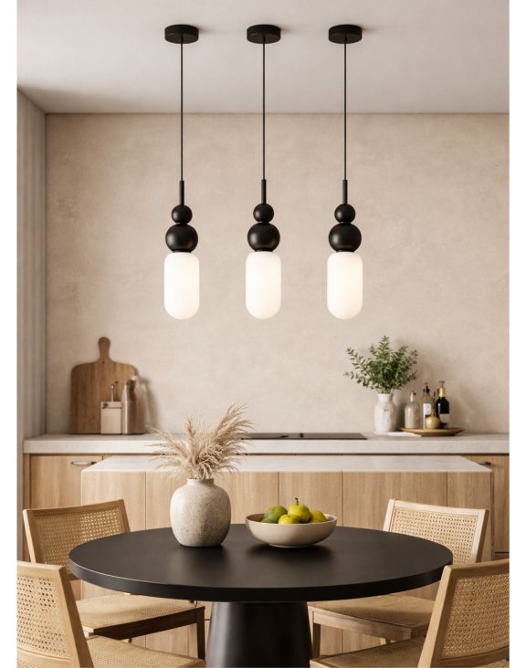 Lampa wisząca biało-czarna Nova Black P0641