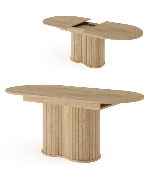 Masă ovală extensibilă cu riflaje Lovi, stejar cremona (180-220 cm