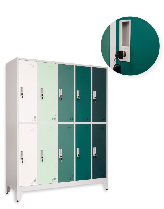 Szafa ubraniowa socjalna do szatni 10-drzwiowa Oxford Green (3278) - OUTLET