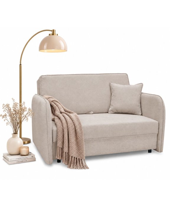 Sofa dwuosobowa z funkcją spania Ozi II kolor beżowy - Express wysyłka 24 - 48 h