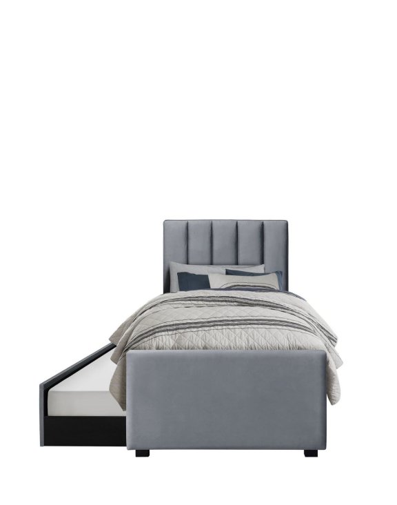 Łóżko młodzieżowe Russo 90x200, jedno lub dwuosobowe, popielate, velvet