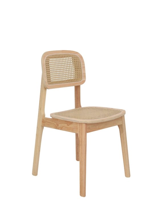 Krzesło Savio light z litego drewna kauczukowego, rattan