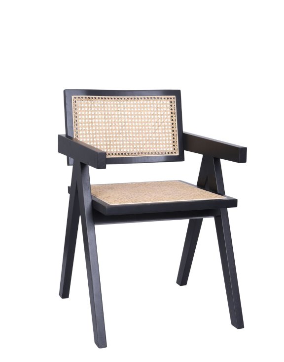 Krzesło drewniane Stella dark z plecionką wiedeńską, rattan