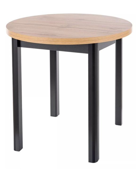 Stół Adam fi80 Dąb Artisan, Czarny Mat