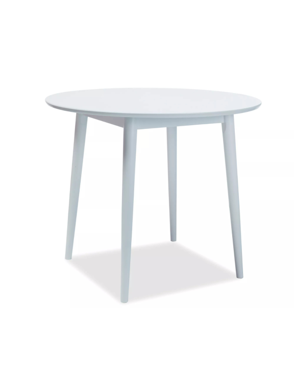 Stół okrągły Larson 90 cm nogi białe – nowoczesny stół do kuchni i jadalni (3346) - OUTLET