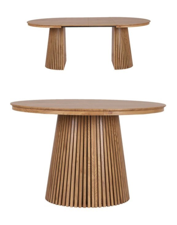 Stół rozkładany, okrągły Fjord M z lamelami, 120cm-200cm, dziki dąb (3559) - OUTLET